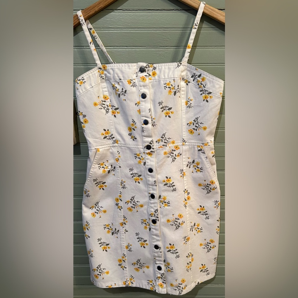 🌼Forever 21 Women's Denim Floral Mini Dress Size Medium